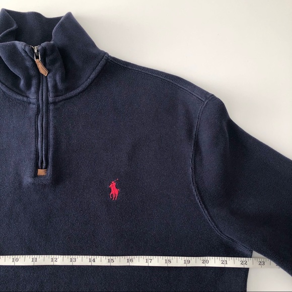 POLO Ralph Lauren Men's Navy Quarter Zip Sweater M - Picture 9 of 11